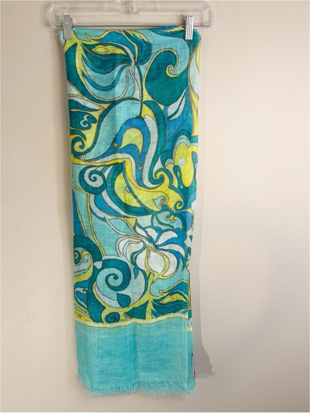 BANANA REPUBLIC X TRINA TURK Women’s Blue Abstract Print 1012 Scarf 24” X 70”.